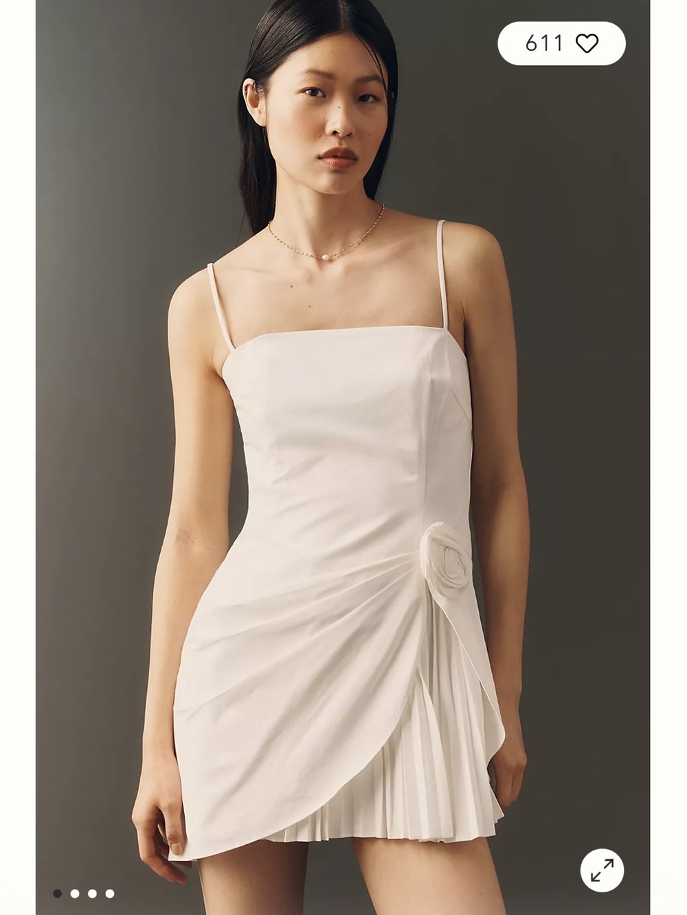 Astr Cream Strapless Mini Dress with Rosette and Pleated Hem